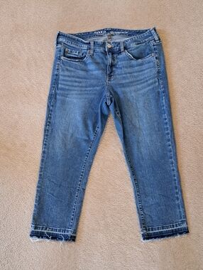 Torrid Perfect Boyfriend Ankle Crop Jeans Stretch Womens Size 12 Blue Frayed